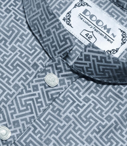 Premium Printed Panjabi - Ash Grey