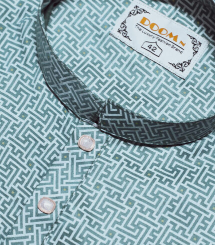 Premium Printed Panjabi - Mint