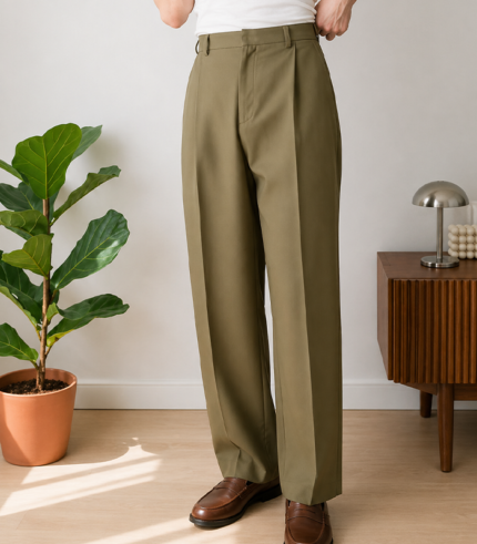Formal Baggy Pants - Olive